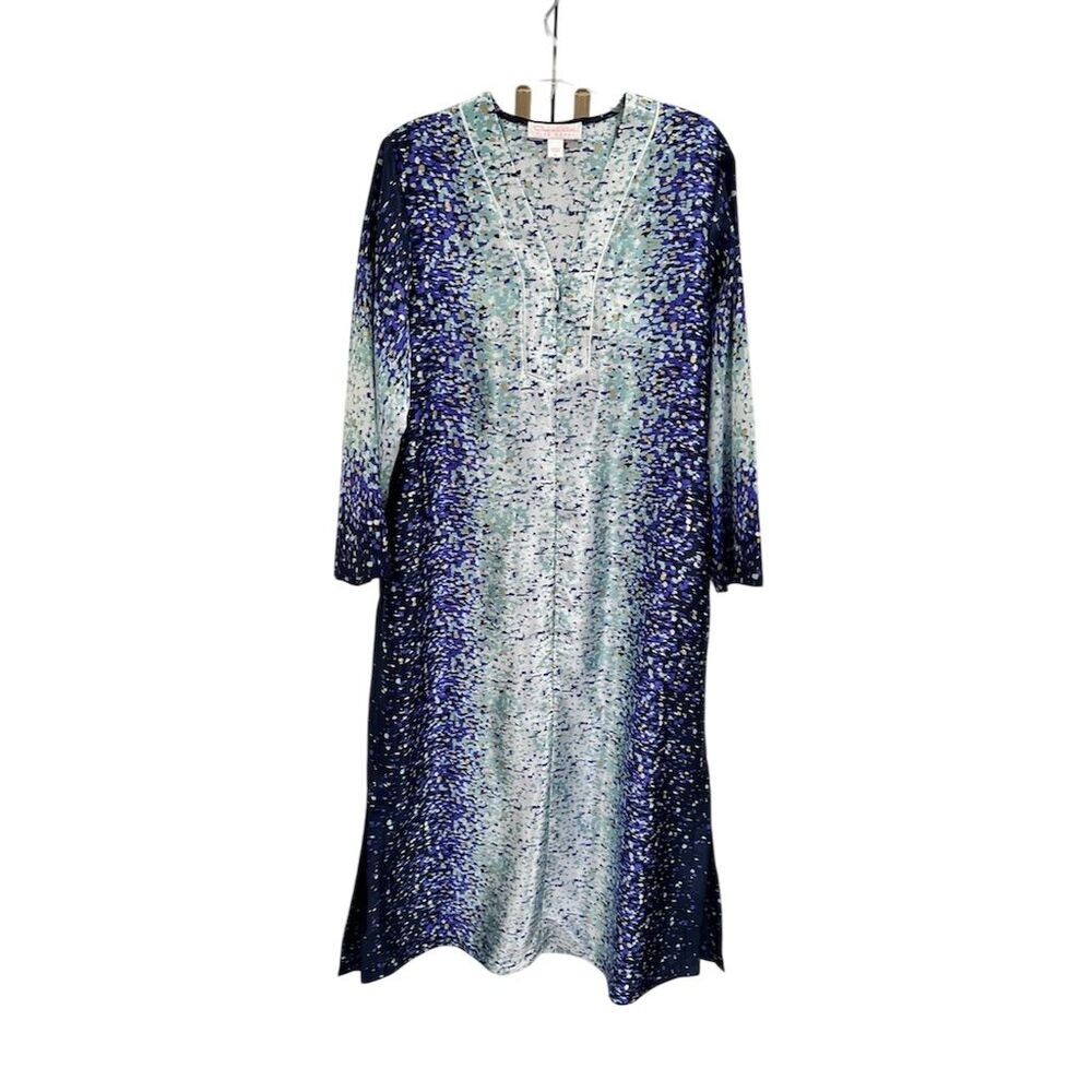 Oscar De La Renta Women's Multicolor Blue zip‎ front Robe Size L